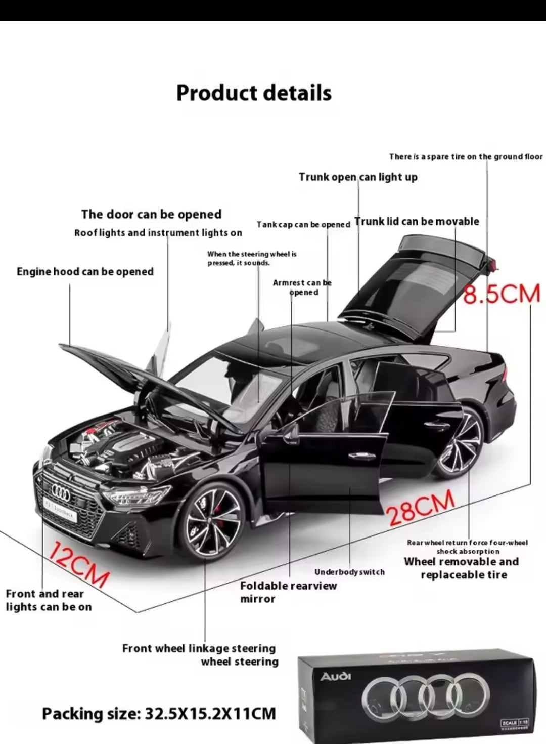 1/18 Audi RS7 Sport With Remote Key 1:18 Diecast
