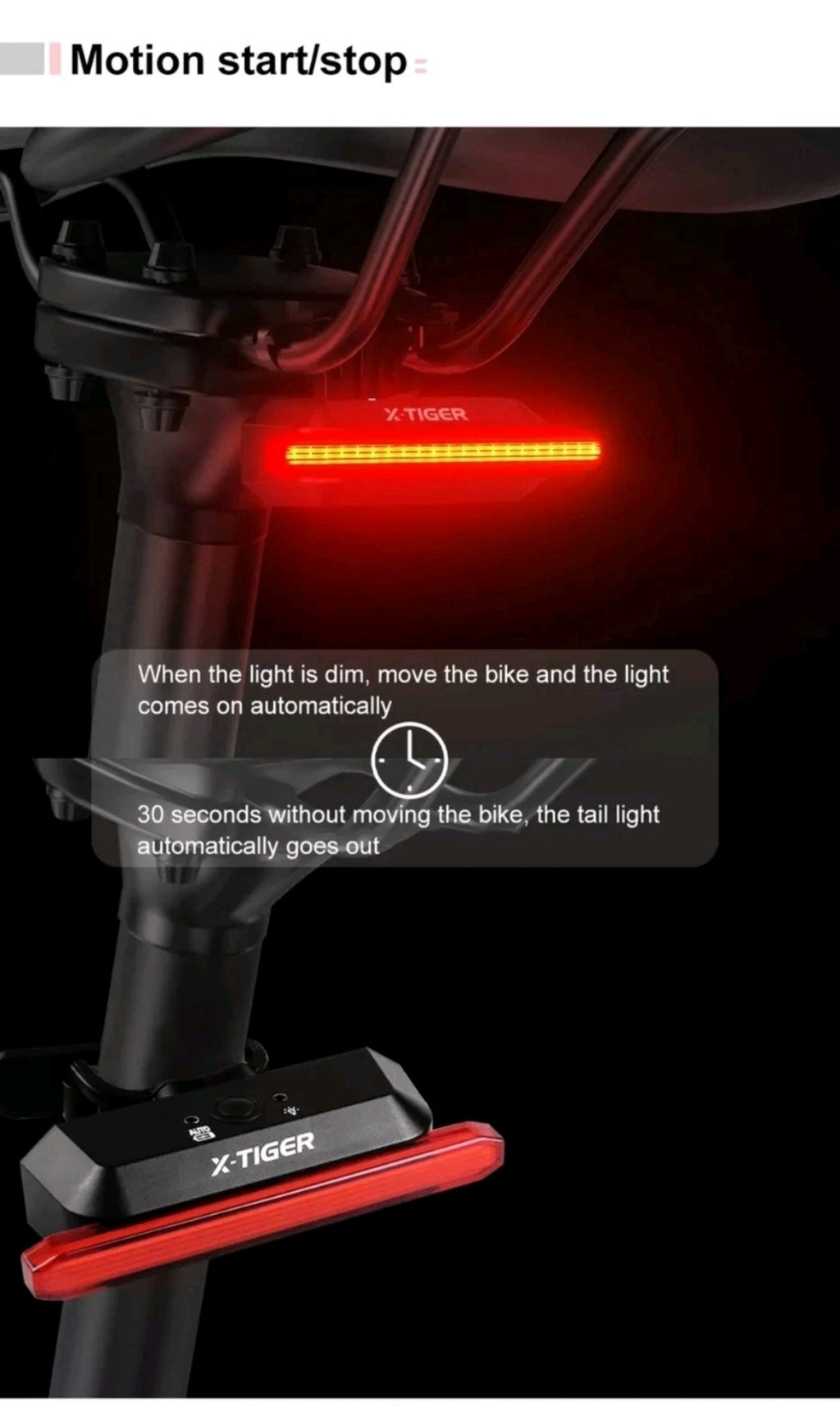 Bike Rear Light Smart Brake Sensing Light