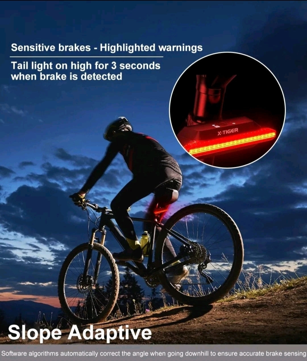 Bike Rear Light Smart Brake Sensing Light