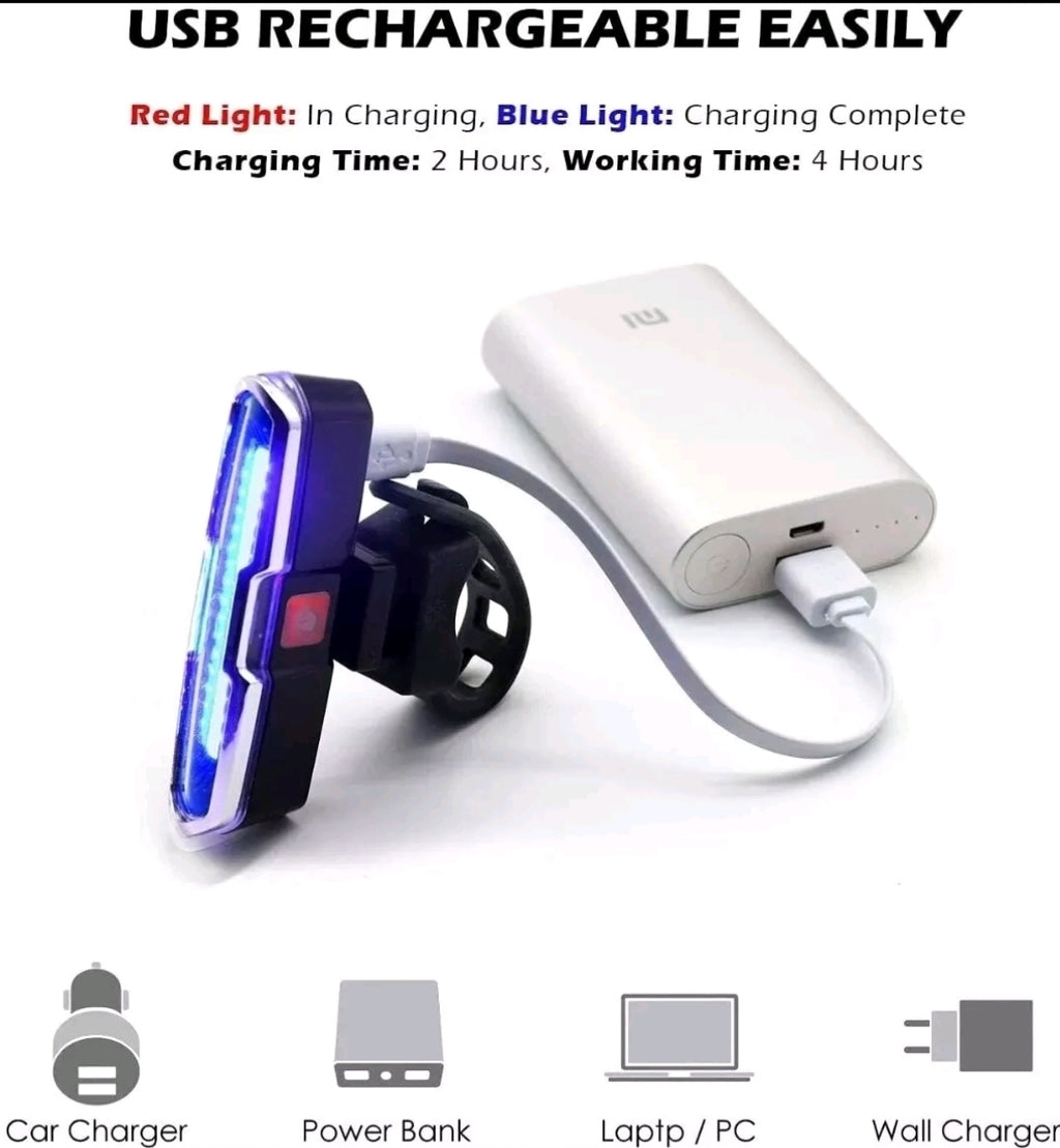 Bicycle Rear Light, USB Rechargeable High Intensity Tail Light