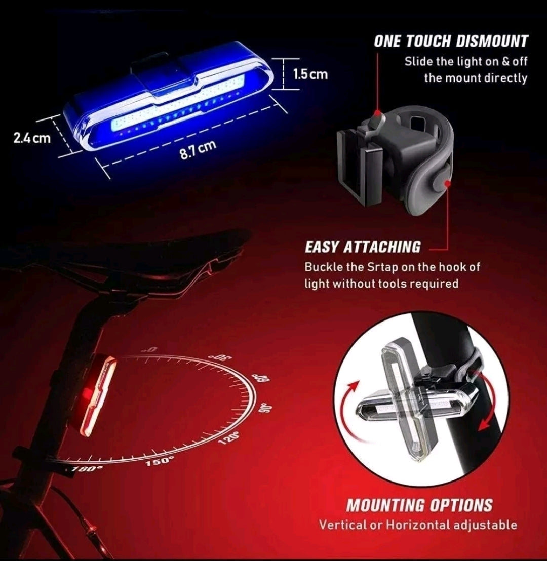 Bicycle Rear Light, USB Rechargeable High Intensity Tail Light