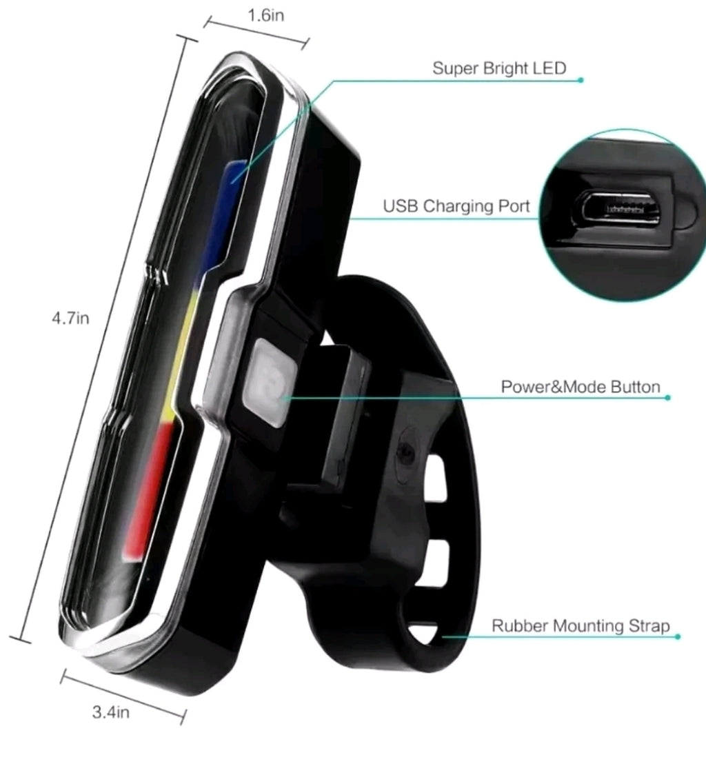 Bicycle Rear Light, USB Rechargeable High Intensity Tail Light