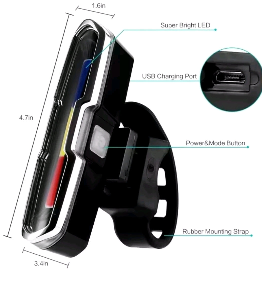 Bicycle Rear Light, USB Rechargeable High Intensity Tail Light