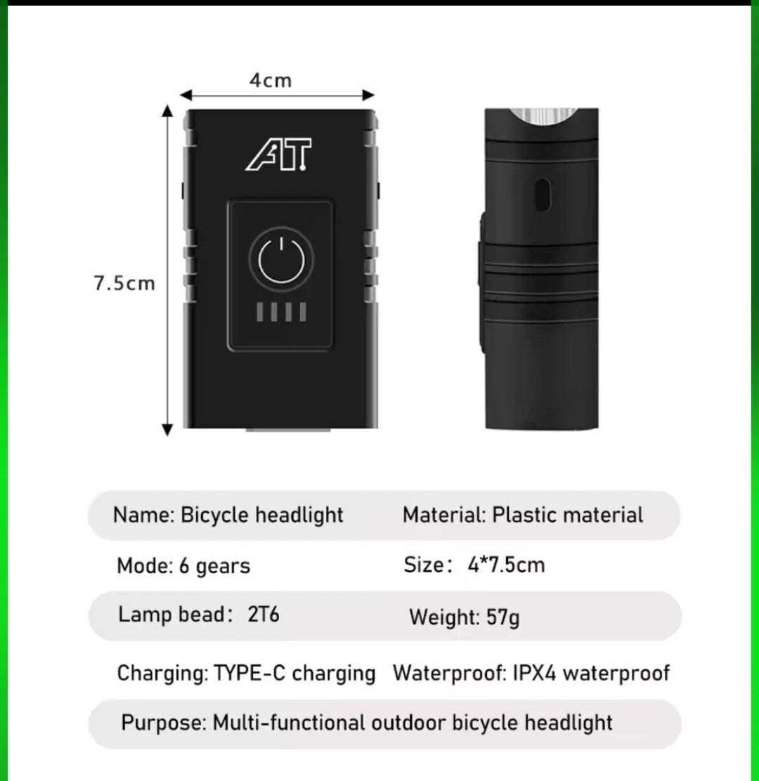 LED Bicycle Front Light Bike Light Headlight USB Rechargeable