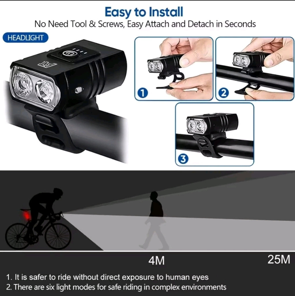 LED Bicycle Front Light Bike Light Headlight USB Rechargeable