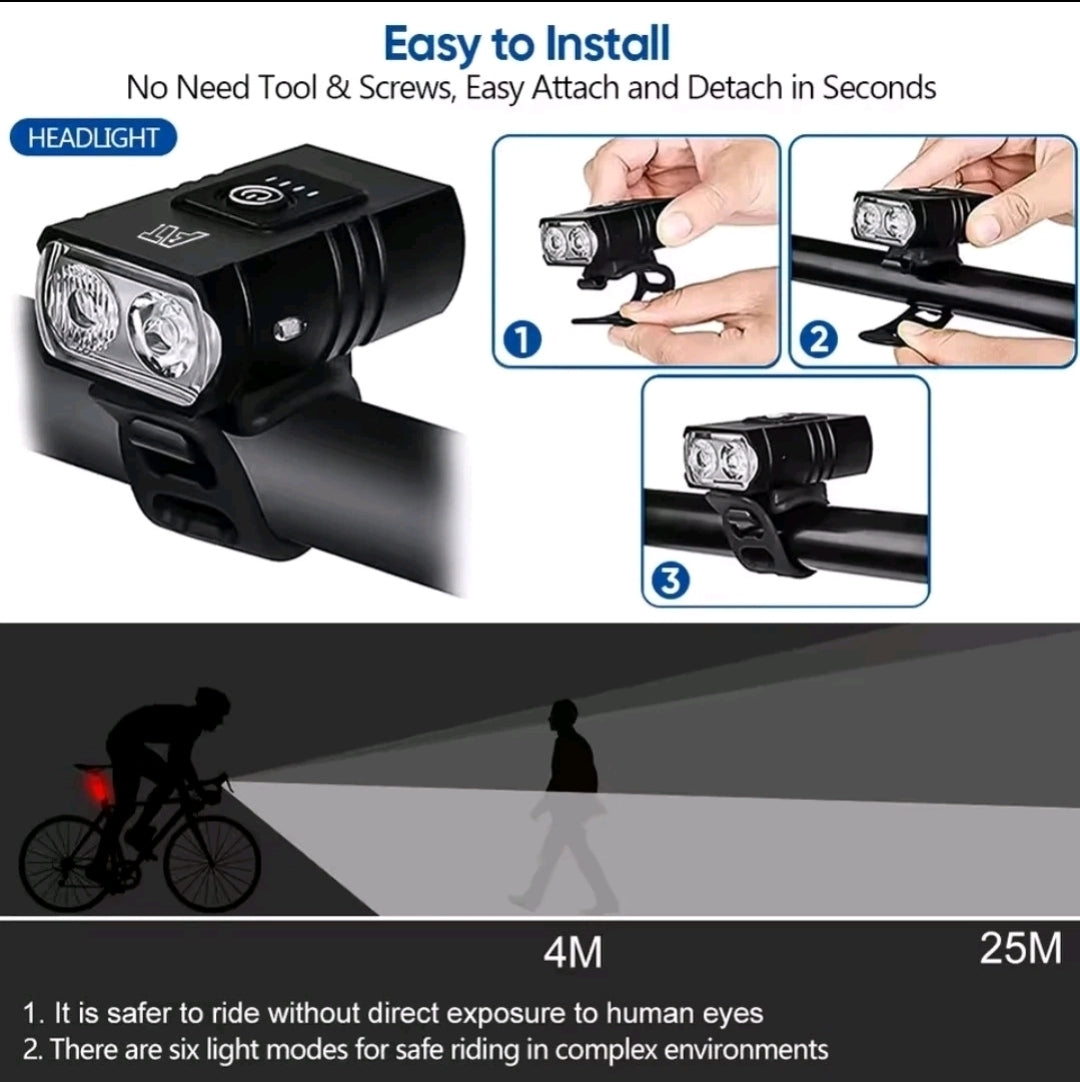 LED Bicycle Front Light Bike Light Headlight USB Rechargeable