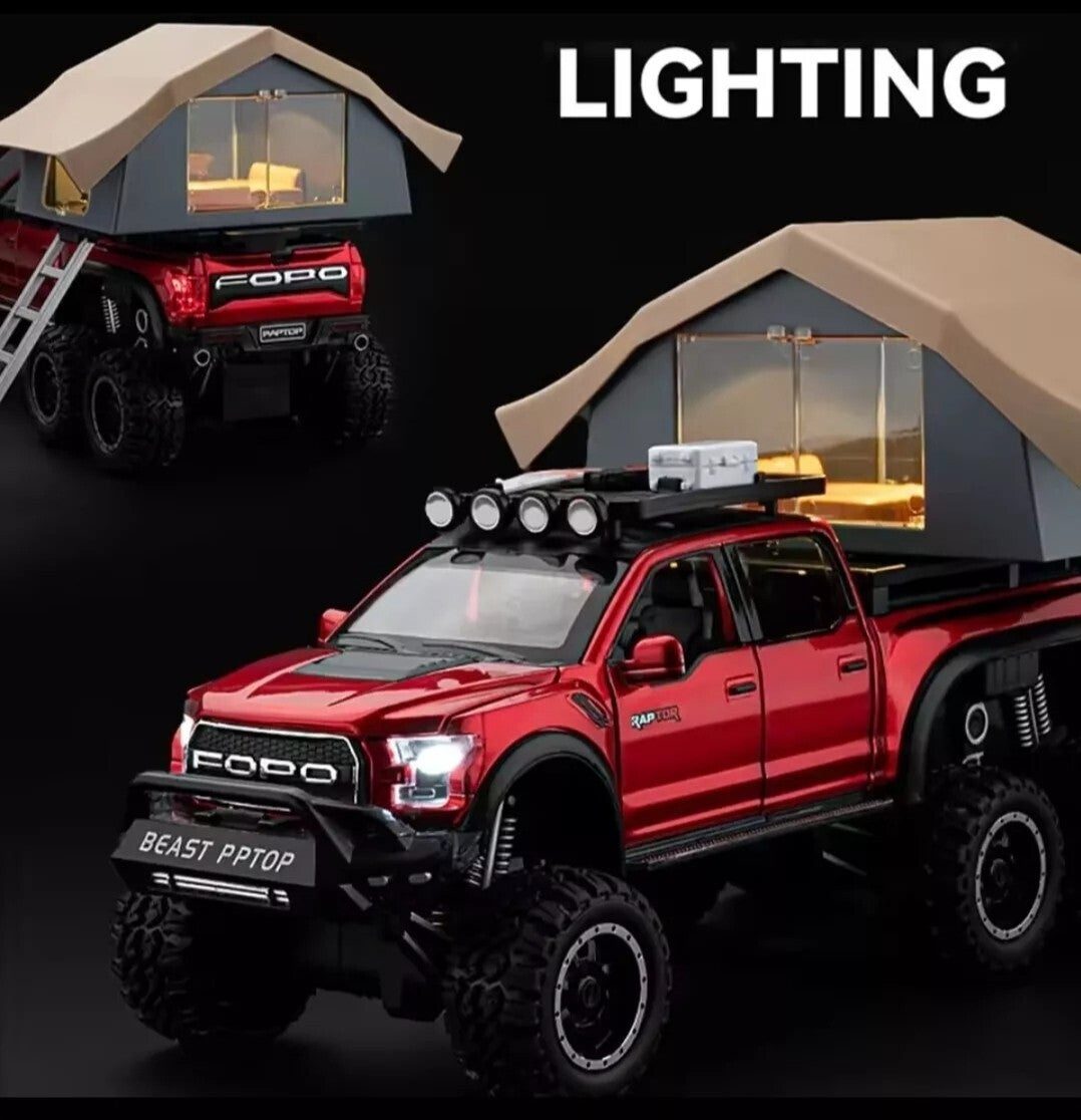 1:24 Ford Raptor F150 Camping RV Alloy Metal